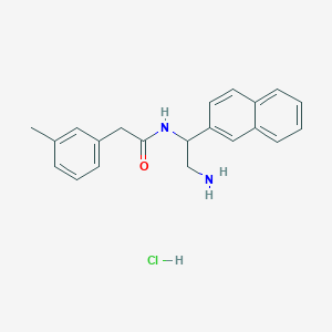 molecular formula C21H23ClN2O B2469828 N-(2-Amino-1-naphthalen-2-ylethyl)-2-(3-methylphenyl)acetamide;hydrochloride CAS No. 1837252-11-5