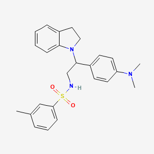 molecular formula C25H29N3O2S B2469830 N-(2-(4-(dimethylamino)phenyl)-2-(indolin-1-yl)ethyl)-3-methylbenzenesulfonamide CAS No. 946288-35-3