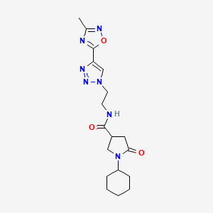 1-cyclohexyl-N-(2-(4-(3-methyl-1,2,4-oxadiazol-5-yl)-1H-1,2,3-triazol-1-yl)ethyl)-5-oxopyrrolidine-3-carboxamide