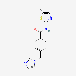 molecular formula C15H14N4OS B2469835 4-[(1H-咪唑-1-基)甲基]-N-(5-甲基-1,3-噻唑-2-基)苯甲酰胺 CAS No. 1147831-13-7
