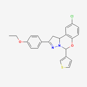 molecular formula C22H19ClN2O2S B2469837 9-氯-2-(4-乙氧基苯基)-5-(噻吩-3-基)-5,10b-二氢-1H-苯并[e]吡唑并[1,5-c][1,3]恶嗪 CAS No. 899984-50-0