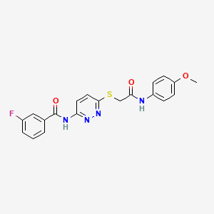 molecular formula C20H17FN4O3S B2469843 3-fluoro-N-(6-((2-((4-methoxyphenyl)amino)-2-oxoethyl)thio)pyridazin-3-yl)benzamide CAS No. 1021075-48-8