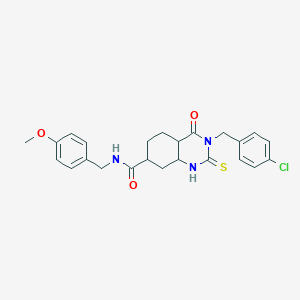 molecular formula C24H20ClN3O3S B2469849 3-[(4-氯苯基)甲基]-N-[(4-甲氧基苯基)甲基]-4-氧代-2-硫代亚磺酰基-1,2,3,4-四氢喹唑啉-7-甲酰胺 CAS No. 422530-05-0