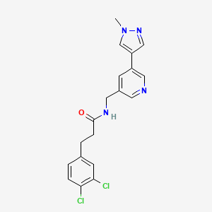 molecular formula C19H18Cl2N4O B2469850 3-(3,4-dichlorophenyl)-N-((5-(1-methyl-1H-pyrazol-4-yl)pyridin-3-yl)methyl)propanamide CAS No. 2319635-42-0