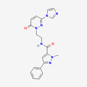molecular formula C20H19N7O2 B2469865 N-(2-(3-(1H-imidazol-1-yl)-6-oxopyridazin-1(6H)-yl)ethyl)-1-methyl-3-phenyl-1H-pyrazole-5-carboxamide CAS No. 1396863-64-1