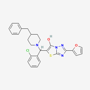 molecular formula C27H25ClN4O2S B2469875 5-((4-Benzylpiperidin-1-yl)(2-chlorophenyl)methyl)-2-(furan-2-yl)thiazolo[3,2-b][1,2,4]triazol-6-ol CAS No. 887220-02-2