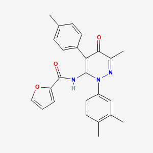molecular formula C25H23N3O3 B2469882 N-[2-(3,4-二甲苯基)-6-甲基-4-(4-甲苯基)-5-氧代-2,5-二氢哒嗪-3-基]呋喃-2-甲酰胺 CAS No. 896599-52-3