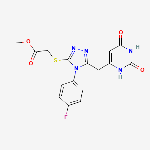 molecular formula C16H14FN5O4S B2469884 methyl 2-((5-((2,6-dioxo-1,2,3,6-tetrahydropyrimidin-4-yl)methyl)-4-(4-fluorophenyl)-4H-1,2,4-triazol-3-yl)thio)acetate CAS No. 852154-53-1