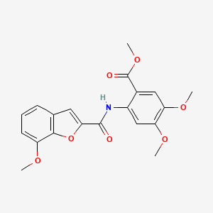 molecular formula C20H19NO7 B2469887 Methyl 4,5-dimethoxy-2-(7-methoxybenzofuran-2-carboxamido)benzoate CAS No. 951969-16-7