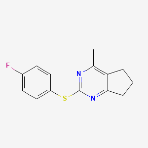 molecular formula C14H13FN2S B2469889 2-[(4-fluorophenyl)sulfanyl]-4-methyl-5H,6H,7H-cyclopenta[d]pyrimidine CAS No. 343374-37-8