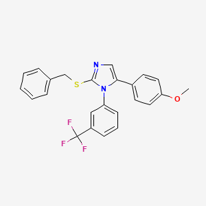 molecular formula C24H19F3N2OS B2469893 2-(benzylsulfanyl)-5-(4-methoxyphenyl)-1-[3-(trifluoromethyl)phenyl]-1H-imidazole CAS No. 1226428-18-7