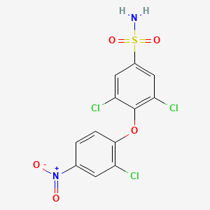 molecular formula C12H7Cl3N2O5S B2469904 3,5-Dichloro-4-(2-chloro-4-nitrophenoxy)benzenesulfonamide CAS No. 190659-76-8
