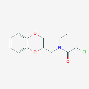 molecular formula C13H16ClNO3 B2469905 2-氯-N-(2,3-二氢-1,4-苯二氧杂环-2-基甲基)-N-乙基乙酰胺 CAS No. 923248-49-1
