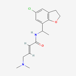 molecular formula C16H21ClN2O2 B2469908 (E)-N-[1-(5-Chloro-2,3-dihydro-1-benzofuran-7-yl)ethyl]-4-(dimethylamino)but-2-enamide CAS No. 2411337-69-2