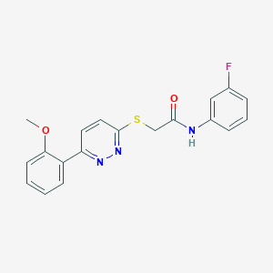 molecular formula C19H16FN3O2S B2469909 N-(3-氟苯基)-2-[6-(2-甲氧基苯基)嘧啶-3-基]硫代乙酰胺 CAS No. 893981-10-7