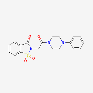 molecular formula C19H19N3O4S B2469914 2-(2-氧代-2-(4-苯基哌嗪-1-基)乙基)苯并[d]异噻唑-3(2H)-酮 1,1-二氧化物 CAS No. 443108-31-4