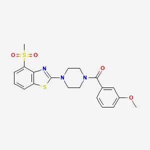 molecular formula C20H21N3O4S2 B2469922 (3-メトキシフェニル)(4-(4-(メチルスルホニル)ベンゾ[d]チアゾール-2-イル)ピペラジン-1-イル)メタノン CAS No. 922479-32-1