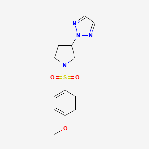 molecular formula C13H16N4O3S B2469927 2-(1-((4-甲氧苯基)磺酰基)吡咯烷-3-基)-2H-1,2,3-三唑 CAS No. 2034441-95-5