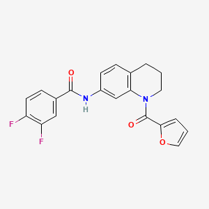 molecular formula C21H16F2N2O3 B2469929 3,4-difluoro-N-[1-(2-furoyl)-1,2,3,4-tetrahydroquinolin-7-yl]benzamide CAS No. 946265-48-1