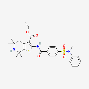 molecular formula C28H33N3O5S2 B2469930 5,5,7,7-四甲基-2-(4-(N-甲基-N-苯磺酰胺基)苯甲酰胺基)-4,5,6,7-四氢噻吩并[2,3-c]吡啶-3-羧酸乙酯 CAS No. 449782-90-5