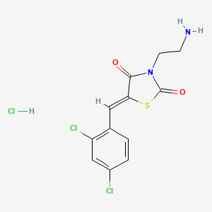 molecular formula C12H11Cl3N2O2S B2469937 (5Z)-3-(2-aminoethyl)-5-(2,4-dichlorobenzylidene)-1,3-thiazolidine-2,4-dione hydrochloride CAS No. 1173518-30-3