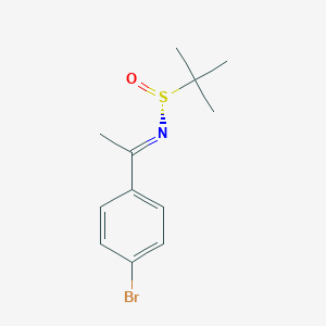 molecular formula C12H16BrNOS B2469940 (R,E)-N-(1-(4-Bromophenyl)ethylidene)-2-methylpropane-2-sulfinamide CAS No. 1300718-65-3; 911372-48-0