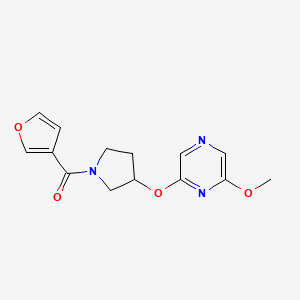 molecular formula C14H15N3O4 B2469954 Furan-3-yl(3-((6-methoxypyrazin-2-yl)oxy)pyrrolidin-1-yl)methanone CAS No. 2034209-21-5
