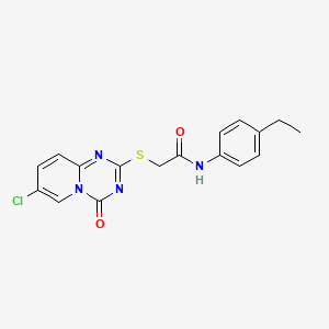 molecular formula C17H15ClN4O2S B2469957 2-(7-chloro-4-oxopyrido[1,2-a][1,3,5]triazin-2-yl)sulfanyl-N-(4-ethylphenyl)acetamide CAS No. 896324-72-4