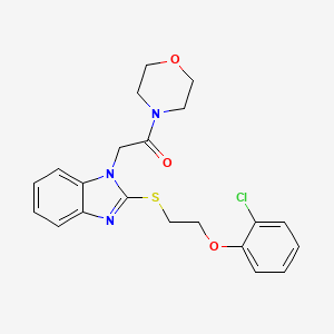 molecular formula C21H22ClN3O3S B2469970 2-{2-[2-(2-Chlorophenoxy)ethylthio]benzimidazolyl}-1-morpholin-4-ylethan-1-one CAS No. 919975-24-9