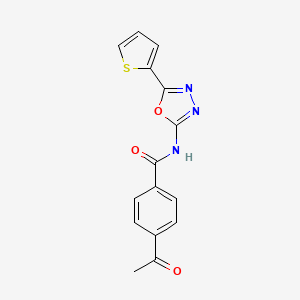 molecular formula C15H11N3O3S B2469971 4-acetyl-N-(5-thiophen-2-yl-1,3,4-oxadiazol-2-yl)benzamide CAS No. 865287-75-8