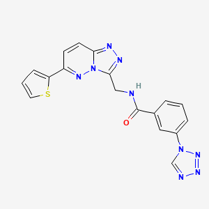 molecular formula C18H13N9OS B2469972 3-(1H-tetrazol-1-yl)-N-((6-(thiophen-2-yl)-[1,2,4]triazolo[4,3-b]pyridazin-3-yl)methyl)benzamide CAS No. 1903683-70-4
