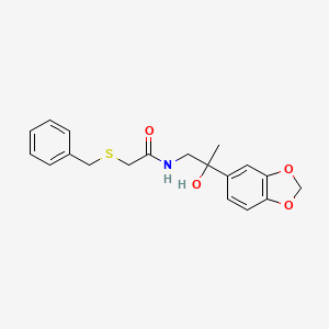 molecular formula C19H21NO4S B2469976 N-(2-(苯并[d][1,3]二氧杂环-5-基)-2-羟基丙基)-2-(苄硫基)乙酰胺 CAS No. 1396847-45-2