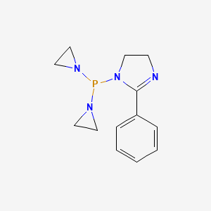 molecular formula C13H17N4P B2469978 Bis(aziridin-1-yl)-(2-phenyl-4,5-dihydroimidazol-1-yl)phosphane CAS No. 399001-56-0