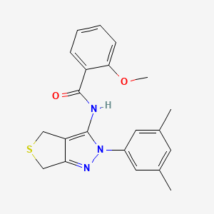 molecular formula C21H21N3O2S B2469994 N-[2-(3,5-dimethylphenyl)-4,6-dihydrothieno[3,4-c]pyrazol-3-yl]-2-methoxybenzamide CAS No. 361172-00-1