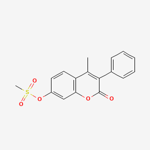 molecular formula C17H14O5S B2470001 4-甲基-2-氧代-3-苯基-2H-香豆素-7-基甲磺酸酯 CAS No. 869080-75-1