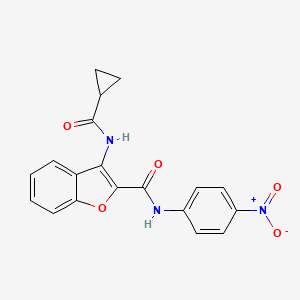 molecular formula C19H15N3O5 B2470012 3-(cyclopropanecarboxamido)-N-(4-nitrophenyl)benzofuran-2-carboxamide CAS No. 887897-09-8