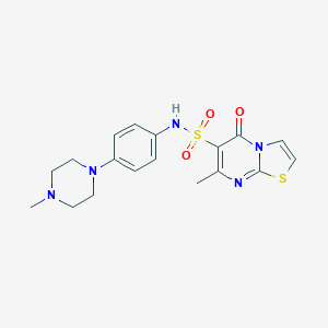 molecular formula C18H21N5O3S2 B247002 7-methyl-N-[4-(4-methyl-1-piperazinyl)phenyl]-5-oxo-5H-[1,3]thiazolo[3,2-a]pyrimidine-6-sulfonamide 