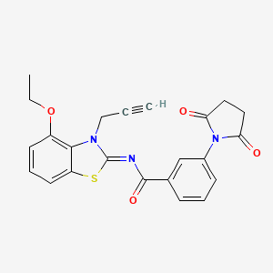 3-(2,5-dioxopyrrolidin-1-yl)-N-(4-ethoxy-3-prop-2-ynyl-1,3-benzothiazol-2-ylidene)benzamide