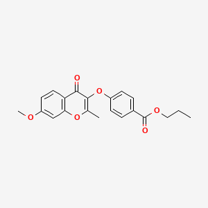 molecular formula C21H20O6 B2470047 propyl 4-[(7-methoxy-2-methyl-4-oxo-4H-chromen-3-yl)oxy]benzoate CAS No. 858766-10-6