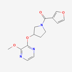 molecular formula C14H15N3O4 B2470053 Furan-3-yl(3-((3-methoxypyrazin-2-yl)oxy)pyrrolidin-1-yl)methanone CAS No. 2034562-04-2