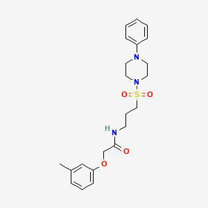 molecular formula C22H29N3O4S B2470077 N-(3-((4-phenylpiperazin-1-yl)sulfonyl)propyl)-2-(m-tolyloxy)acetamide CAS No. 1020981-03-6