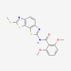 molecular formula C18H15N3O3S3 B2470091 2,6-dimethoxy-N-(2-methylsulfanyl-[1,3]thiazolo[4,5-g][1,3]benzothiazol-7-yl)benzamide CAS No. 441290-75-1