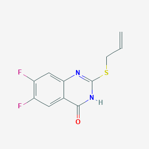molecular formula C11H8F2N2OS B2470095 2-(烯丙硫)-6,7-二氟喹唑啉-4(3H)-酮 CAS No. 2189435-21-8
