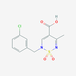 molecular formula C12H11ClN2O4S B2470096 2-(3-chlorobenzyl)-5-methyl-2H-1,2,6-thiadiazine-4-carboxylic acid 1,1-dioxide CAS No. 1775350-85-0