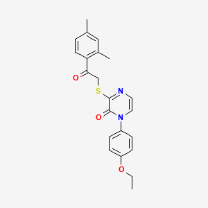 molecular formula C22H22N2O3S B2470103 3-{[2-(2,4-Dimethylphenyl)-2-oxoethyl]sulfanyl}-1-(4-ethoxyphenyl)-1,2-dihydropyrazin-2-one CAS No. 1020971-07-6