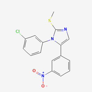 molecular formula C16H12ClN3O2S B2470108 1-(3-chlorophenyl)-2-(methylthio)-5-(3-nitrophenyl)-1H-imidazole CAS No. 1235282-12-8
