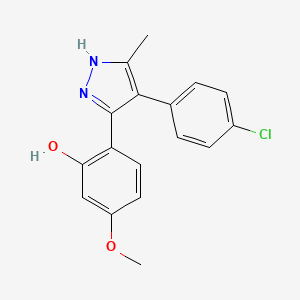 molecular formula C17H15ClN2O2 B2470118 2-(4-(4-chlorophenyl)-5-methyl-1H-pyrazol-3-yl)-5-methoxyphenol CAS No. 1095378-92-9