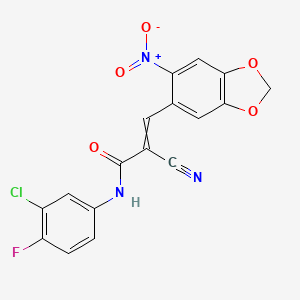 molecular formula C17H9ClFN3O5 B2470124 N-(3-氯-4-氟苯基)-2-氰基-3-(6-硝基-2H-1,3-苯并二氧杂环-5-基)丙-2-烯酰胺 CAS No. 872212-85-6