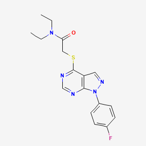 molecular formula C17H18FN5OS B2470127 N,N-diethyl-2-[1-(4-fluorophenyl)pyrazolo[3,4-d]pyrimidin-4-yl]sulfanylacetamide CAS No. 893910-76-4