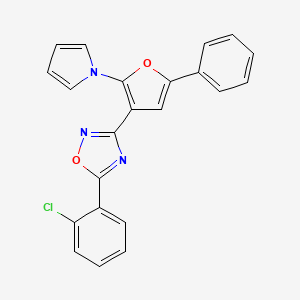 molecular formula C22H14ClN3O2 B2470132 5-(2-chlorophenyl)-3-[5-phenyl-2-(1H-pyrrol-1-yl)-3-furyl]-1,2,4-oxadiazole CAS No. 478077-53-1